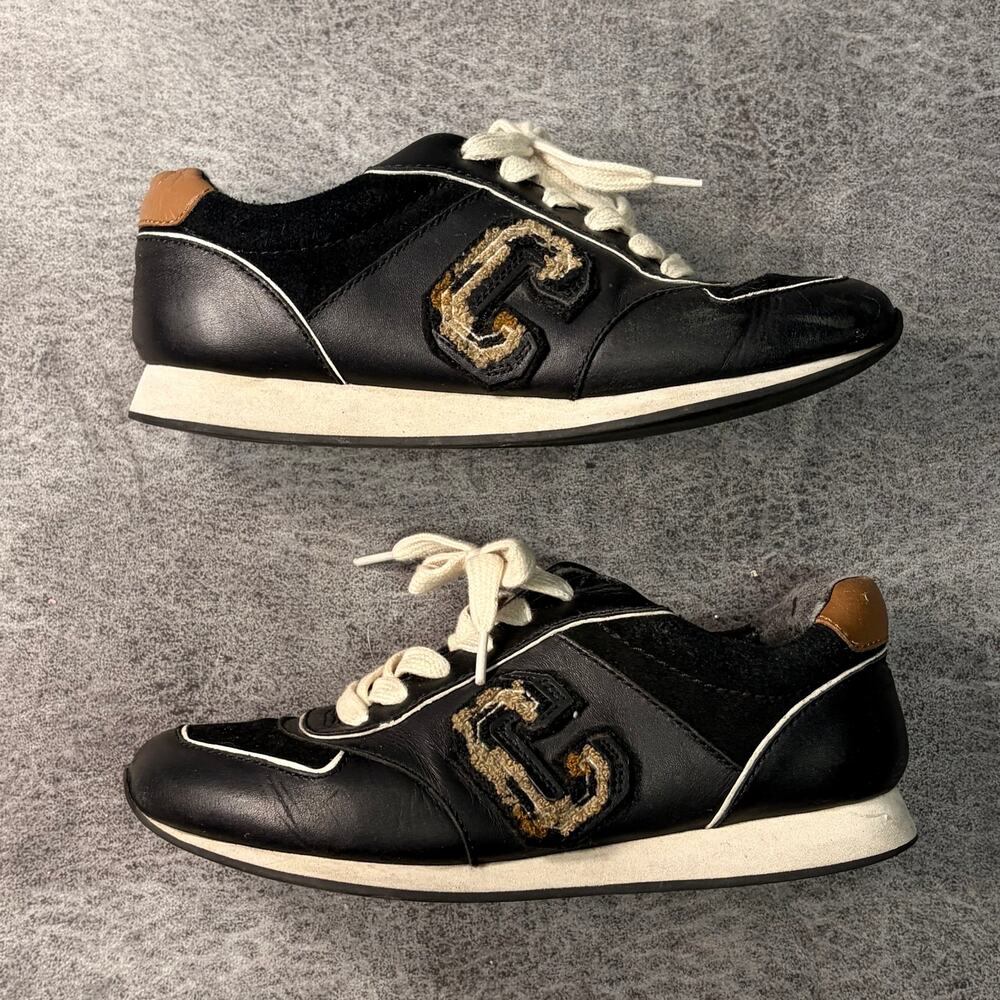 Black Leather Coach Low Top Sneakers